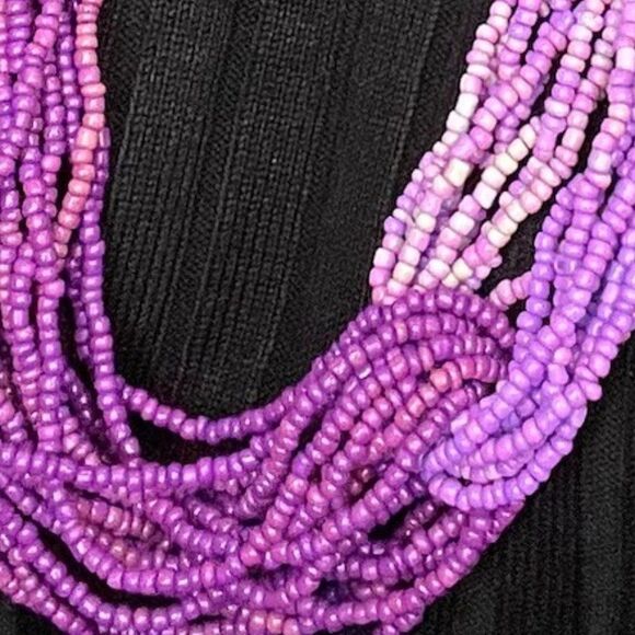Necklace and earring set, boho/artisnal layered look in rich purple shades, EUC - Picture 2 of 14